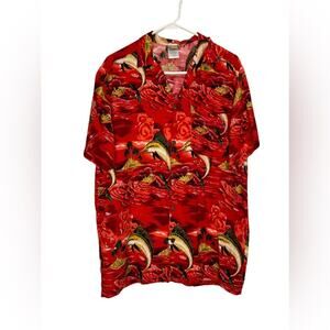 Vintage Red Hawaiian Short Sleeve Shirt 1X